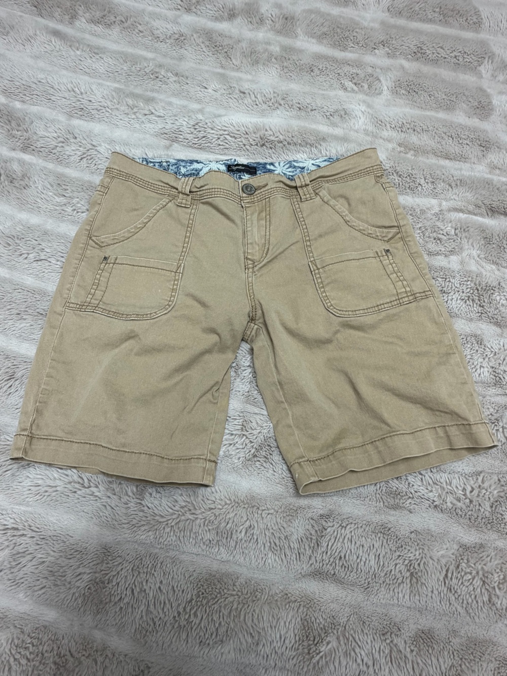 Supplies Women’s Tan Khaki Bermuda Shorts Cuffed Hem